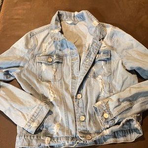 Large distressed jean jacket